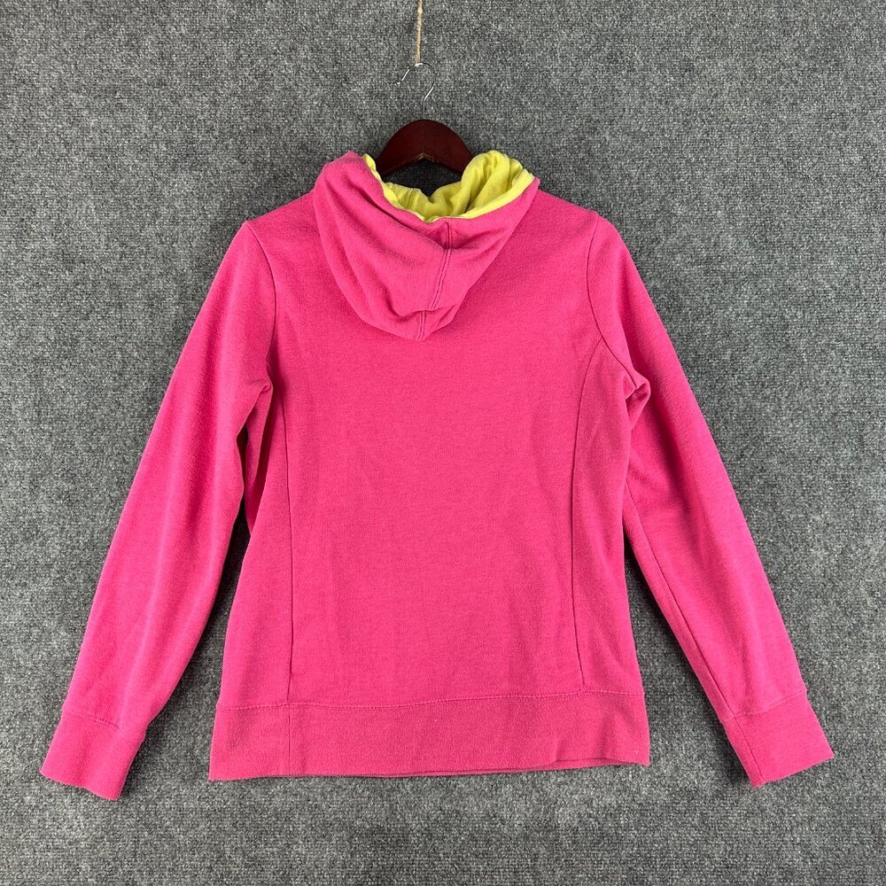 The North Face Hoodie Womens Medium Pink Cotton Blend Long Sleeve Logo Yellow Ti - Picture 7 of 8